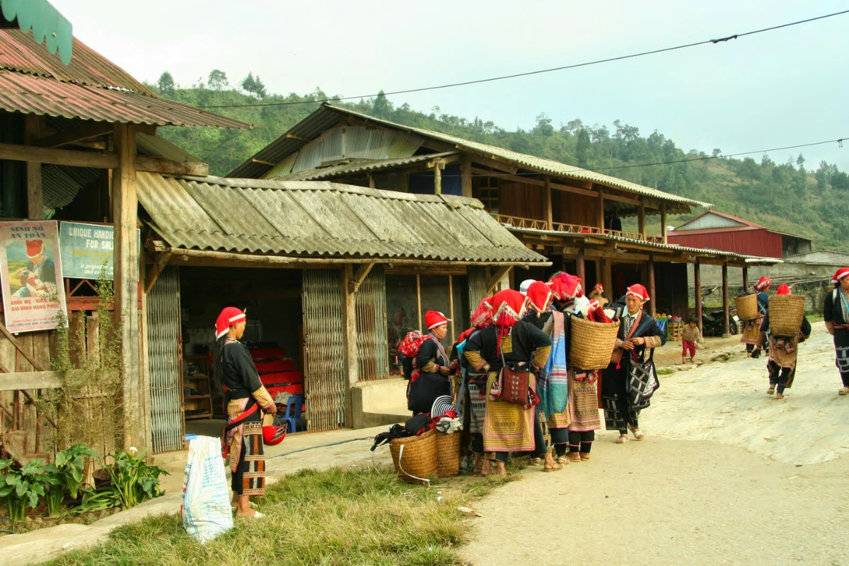 Ethnic village in Sapa with traditional houses